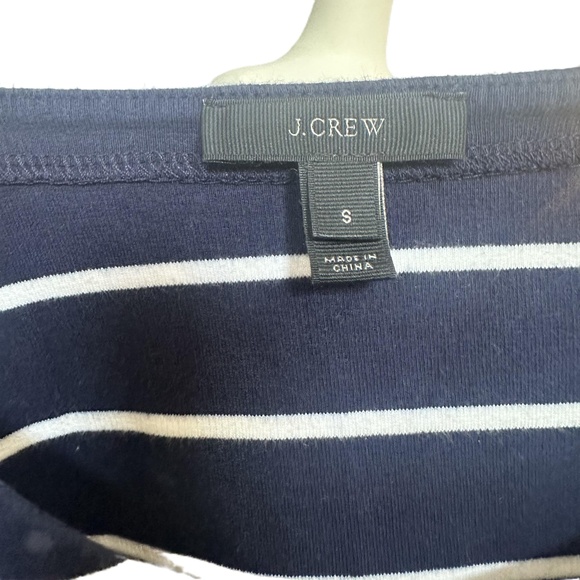 J.Crew Navy Striped Peplum Top Short Sleeves Round Neck Cotton Womens Size S - Picture 5 of 6
